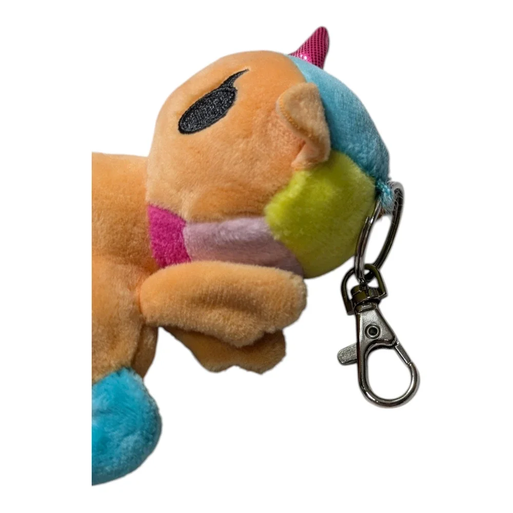 Tokidoki Kaili Unicorno Plush Keychain Tan Body Colorful Mane Flower Embroidery